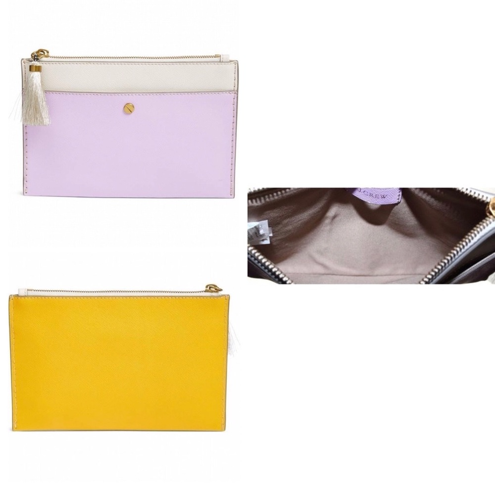 Medium Metallic Saffiano Leather Clutch Pouch
